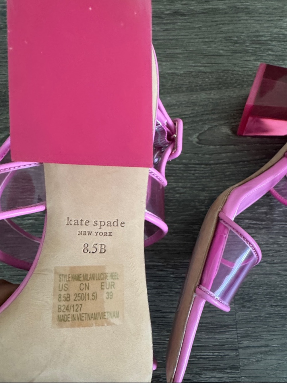 NWOB KATE SPADE New York Milani pink Transparent Block Heel Sandals size 8.5B - Picture 8 of 10
